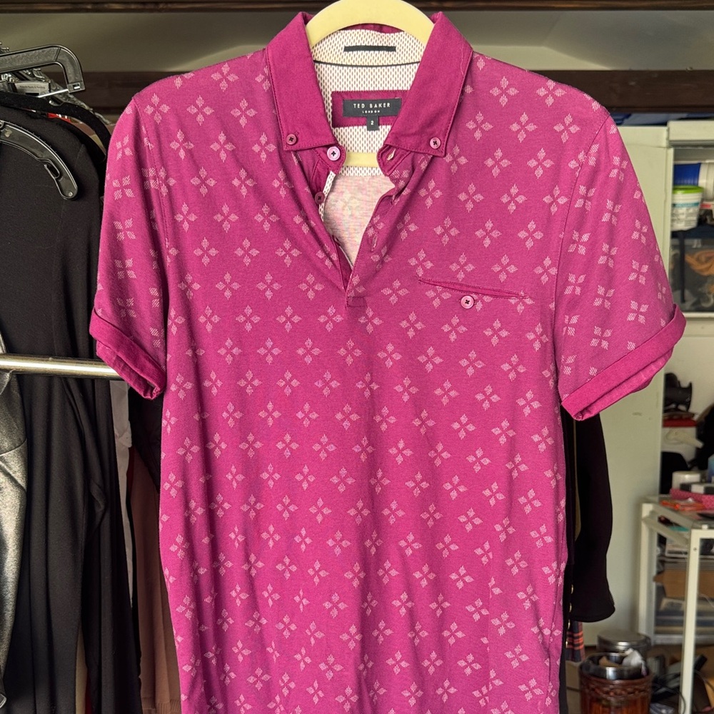 Ted Baker London Pink Patterned Polo Shirt